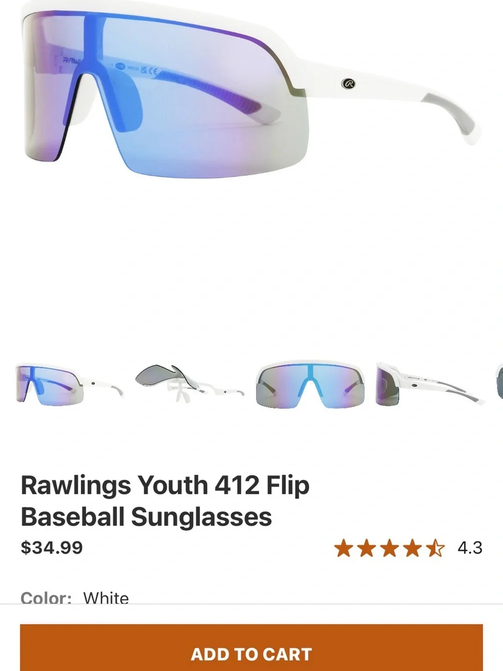 Rawlings White Frame Purple-Blue Mirrored VR Visor